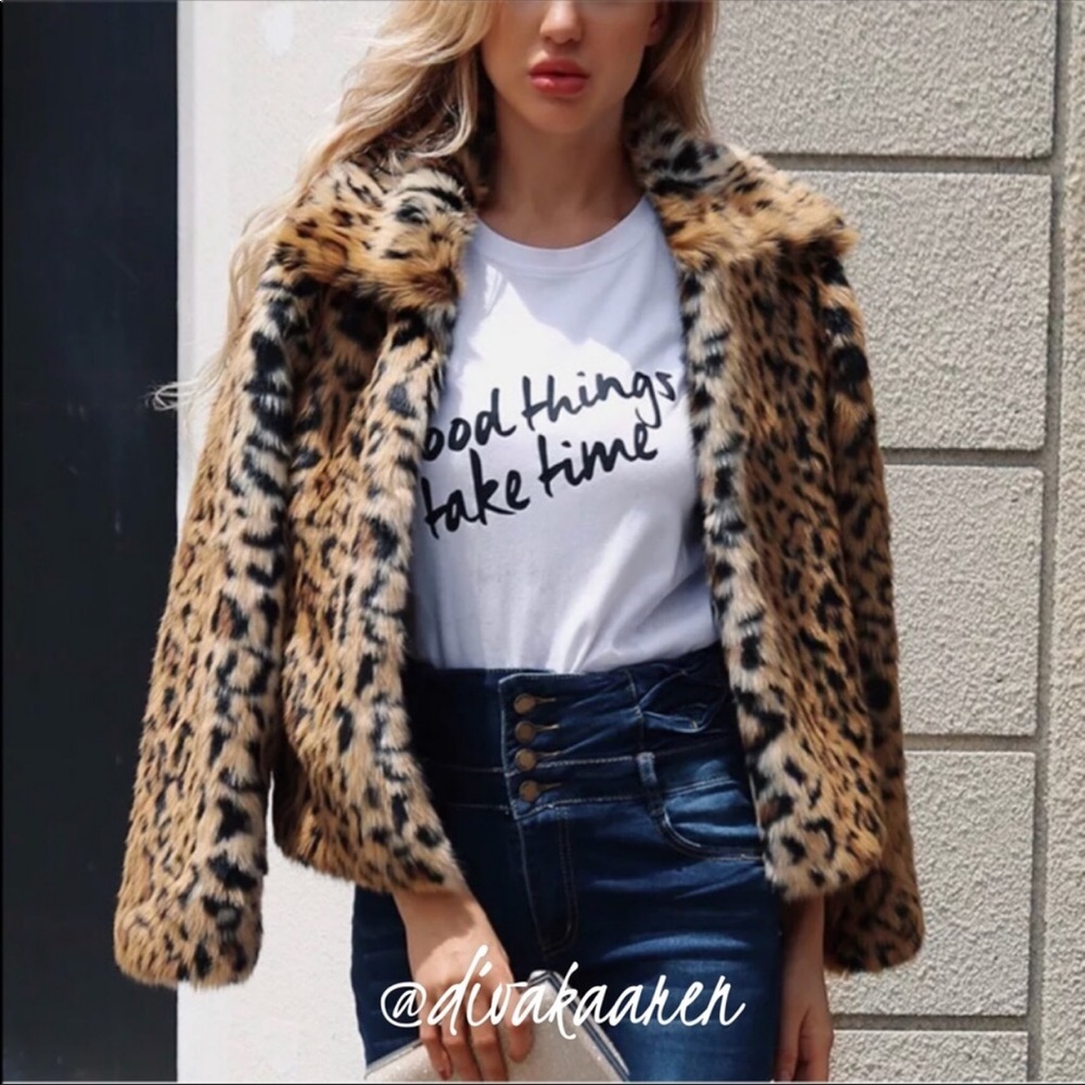 LAST ONE! Faux Fur Leopard Coat/Jacket - Picture 5 of 8